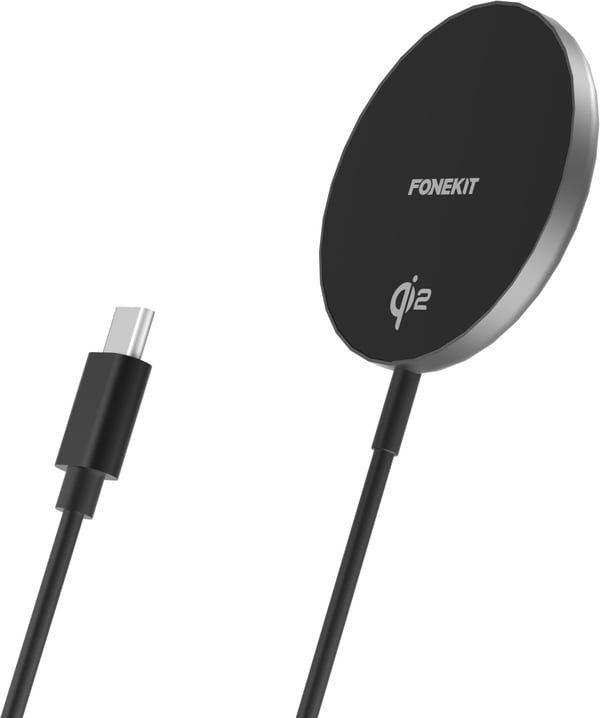 FoneKit WP-15Q2 - trådlös Qi2-laddningsplatta med magnet, svart