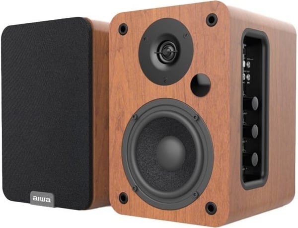 Aiwa ASP-A200 aktiv högtalarpar, brun