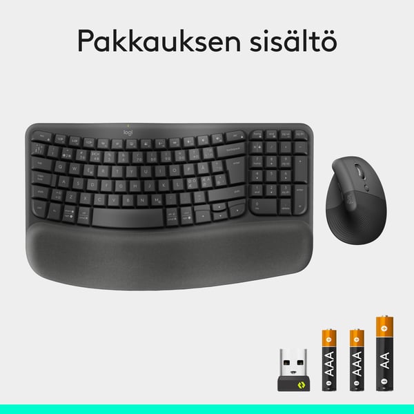 Logitech Wave & Lift Combo trådlöst tangentbord och mus