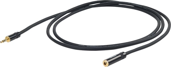 PROEL 3,5mm stereo hun - 3,5 mm stereo han-teleforlængerstik, 5m, sort
