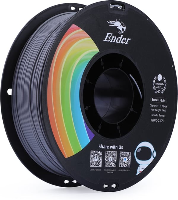 Creality Ender - PLA+ -filament för 3D-skrivare, 1.75 mm, grå