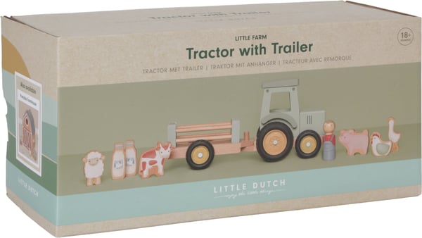 Little Dutch Little Farm -trætraktor + trailer