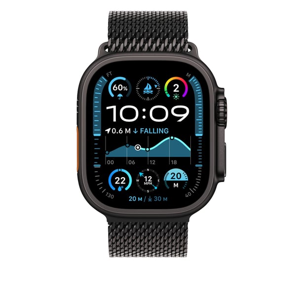Apple Watch 49 mm svart titan Milanesiaband, medelstorlek
