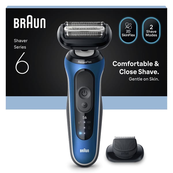 Braun Series 6, 62-B1200S Wet&Dry -rakapparat med skäggtrimmertillbehör