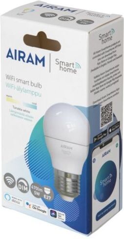 Airam SmartHome dekorationslampe, E27, opal, 470 lm, justerbar hvid, WiFi