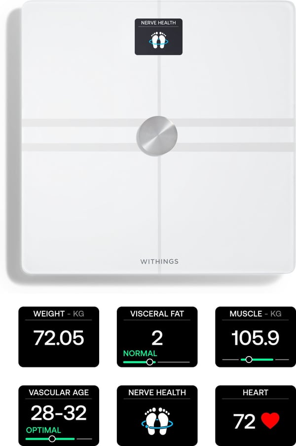 Withings Body Comp White -kroppssammansättningsvåg med wifi-anslutning