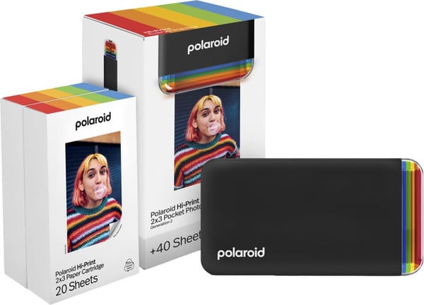 Polaroid Hi-Print Gen 2 -skrivare + 2 paket Polaroid Hi-Print -skrivarpapper, svart