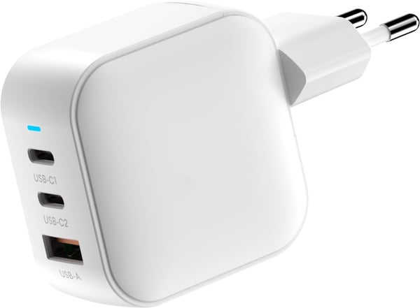 FoneKit GaN PD 70W -väggladdare, USB-C + USB-C + USB-A, vit