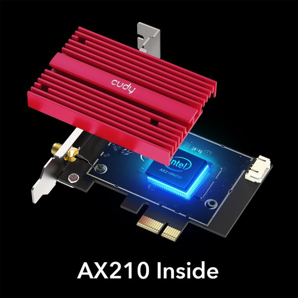 Cudy WE3000S Tri-band PCI-E-WiFi 6-adapter och Bluetooth 5.2-adapter