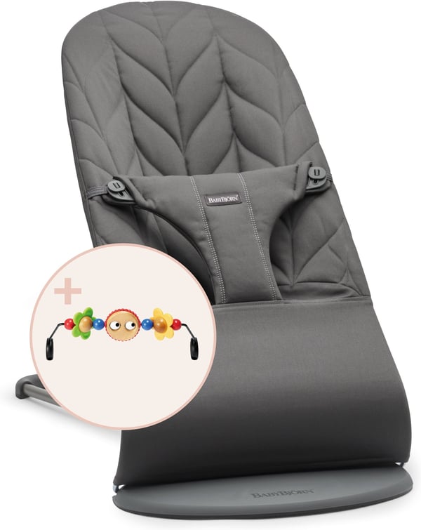 BabyBjörn Bliss Woven Bundle -sittpuff + leksak, Antracit/Googly Eyes
