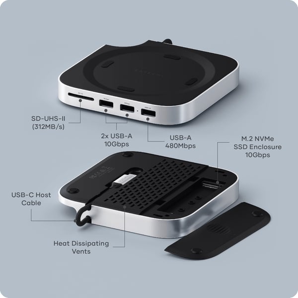 Satechi Mac Mini M4 Stativhub dockningsstation, silver