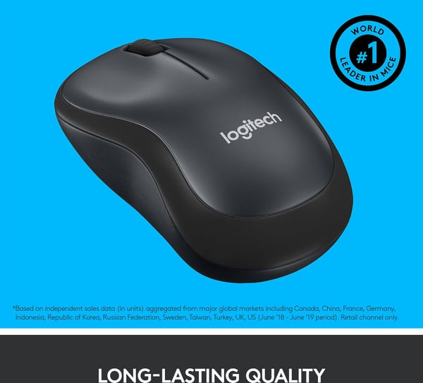 Logitech M220 Silent -mus, kolgrå