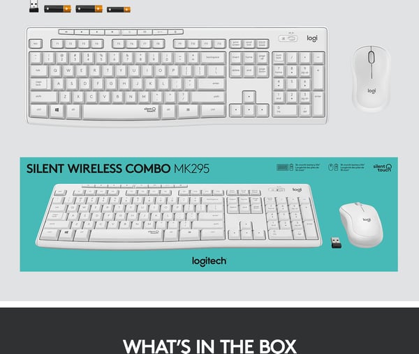Logitech MK295 tastatur og mus, hvid