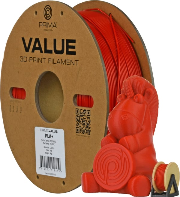 PrimaValue PLA+ filament för 3D-skrivare, 1,75 mm, röd