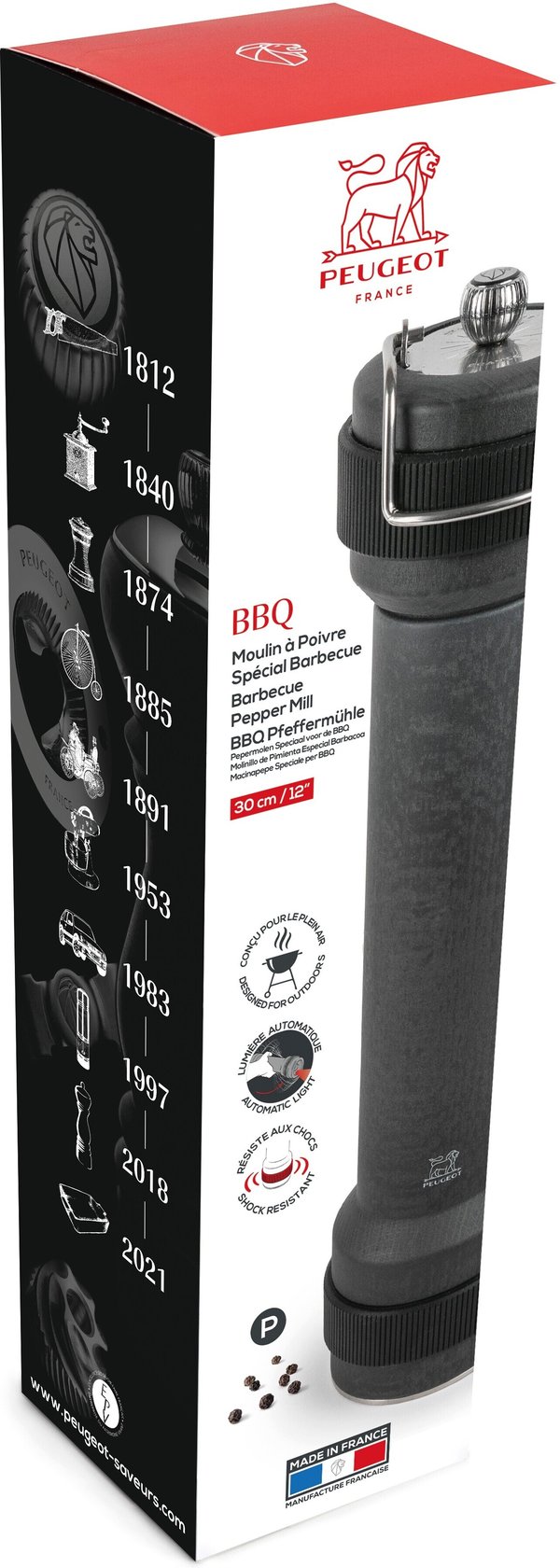 Peugeot BBQ peberkværn med lys, 30 cm