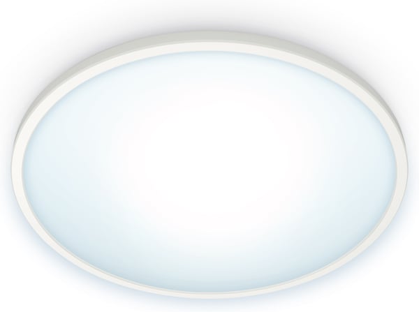 WiZ SuperSlim -loftlampe, rund, hvid, 16 W, justerbar hvidt lys, Wi-Fi.