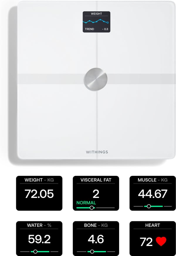 Withings Body Smart White -kropsanalysevægt med wifi-tilslutning