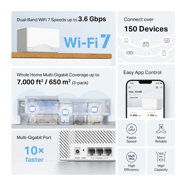 Mercusys Halo H25BE WiFi 7 mesh-system, 3-pack