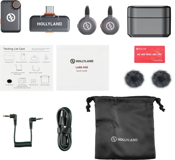 Hollyland LARK M2S Mini Combo trådlös lavalier-mikrofon, stjärngrå