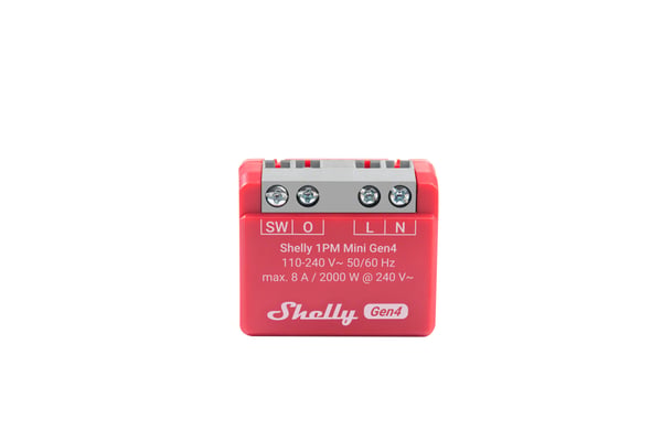 Shelly 1PM Mini Gen4 smart switch, röd