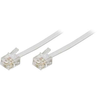 DELTACO telefonkabel RJ11-RJ11, 2 m, hvid