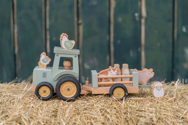 Little Dutch Little Farm -trætraktor + trailer
