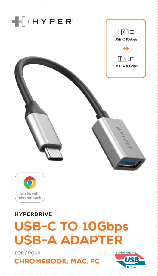 Hyper HyperDrive USB-C til 10Gbps USB-A-adapter, stjerneskærm