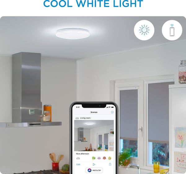 WiZ Adria -loftlampe, rund, 17W, 4000K, WiFi, dæmpbar