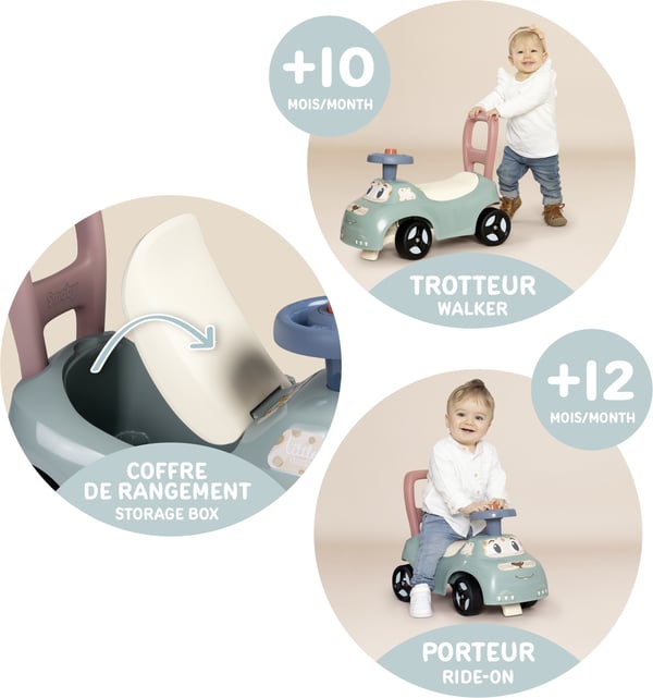 Smoby Bil 2i1 -sparke bil, kat