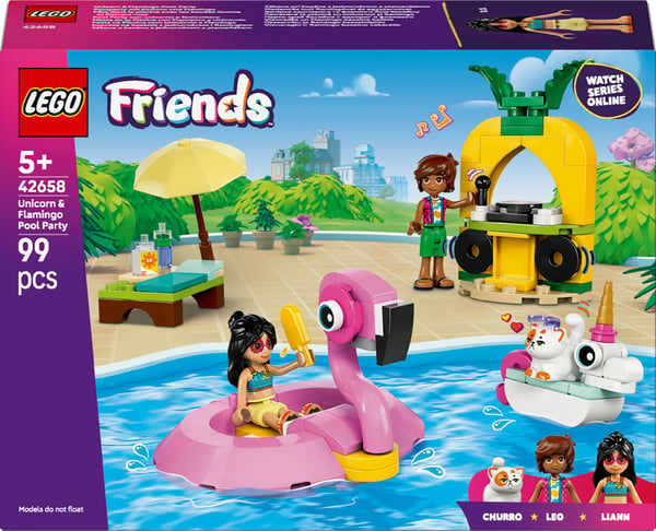 LEGO Friends 42658 - Poolparty – Enhörning och flamingo