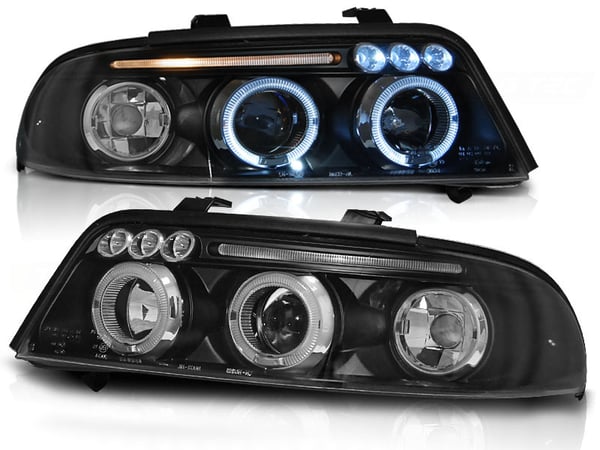 Forlygter dobbelt halo fælge AUDI A4 01 99-09 00 ANGEL EYES SORT