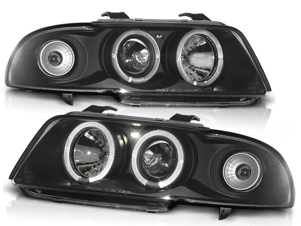 Forlygter dobbelt halo fælge AUDI A4 11 94-12 98 ANGEL EYES SORT