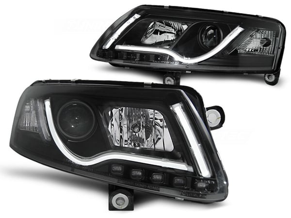 Forlygter med parkeringslys AUDI A6 C6 04 04-08 LED TUBE LIGHTS SORT