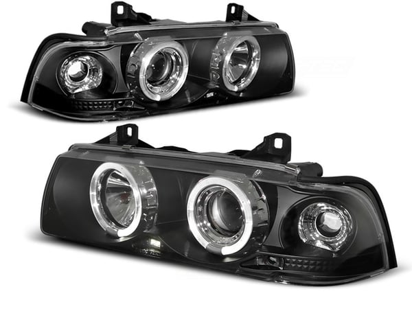 Forlygter dobbelt halo fælge BMW E36 12 90-08 99 ANGEL EYES SORT