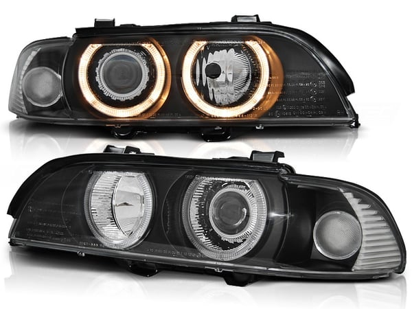 Ajovalot kaksoishalorenkaat BMW E39 09 95-06 03 ANGEL EYES H7/H7 MUSTA