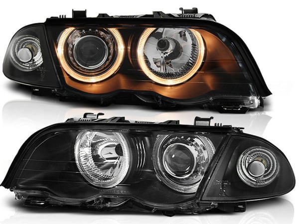 Forlygter dobbelt halo fælge BMW E46 05 98-08 01 S/T ANGEL EYES SORT
