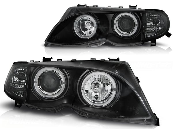Forlygter dobbelt halo fælge BMW E46 09 01-03 05 ANGEL EYES SORT