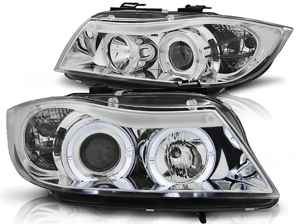 Forlygter dobbelt halo fælge BMW E90/E91 03 05-08 08 ANGEL EYES KROM
