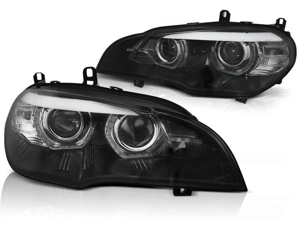 Forlygter Xenon BMW X5 E70 07-10 AE DRL LED Sort HID