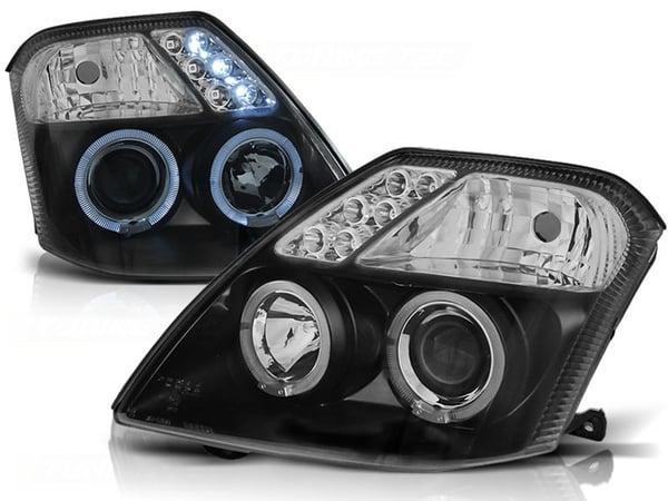 Forlygter dobbelt halo fælge CITROEN C2 09 03-10 ANGEL EYES SORT