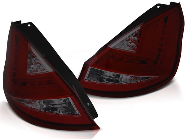 Baglygter FORD FIESTA MK7 12-16 HB RØD RØGET LED STRIPE