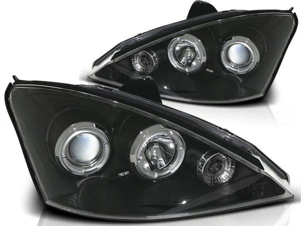 Forlygter dobbelt halo fælge FORD FOCUS 10 98-10 01 ANGEL EYES SORT