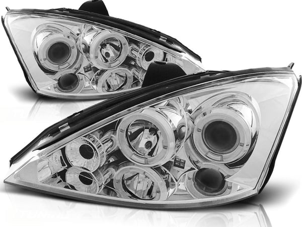 Forlygter dobbelte halo-fælge FORD FOCUS 11 01-10 04 ANGEL EYES KROM