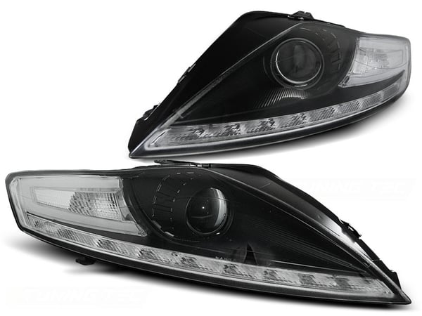 Strålkastare med parkeringsljus FORD MONDEO 07 07-11 10 SVART med LED-blinkers