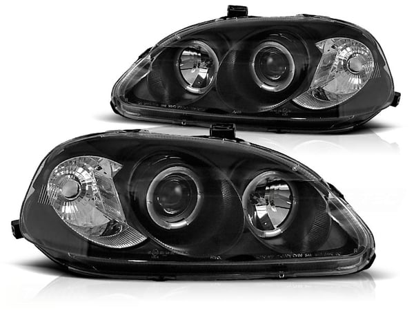 Forlygter dobbelt halo fælge HONDA CIVIC 09 95-02 99 ANGEL EYES SORT