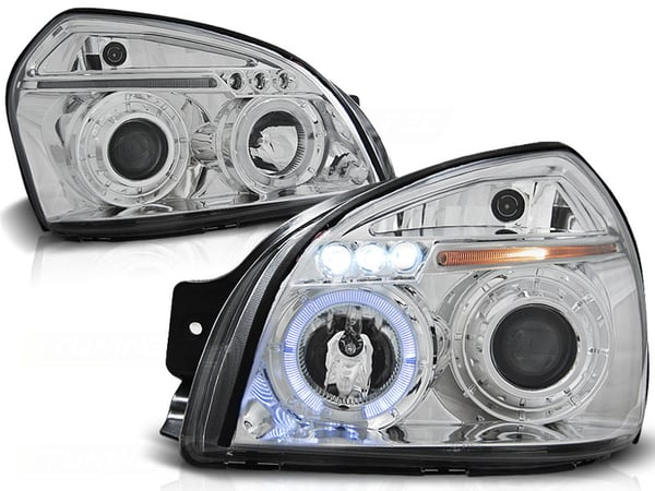 Forlygter dobbelt halo fælge HYUNDAI TUCSON 07 04-10 ANGEL EYES KROM