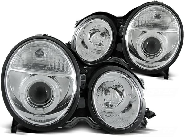 Forlygter dobbelt halo fælge MERCEDES W210 E-Klasse 06 99-02 ANGEL EYES KROM