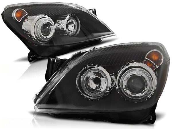 Forlygter dobbelt halo fælge OPEL ASTRA H 03 04-09 ANGEL EYES SORT Forlygter dobbelt halo fælge OPEL ASTRA H 03 04-09 ANGEL EYES SORT