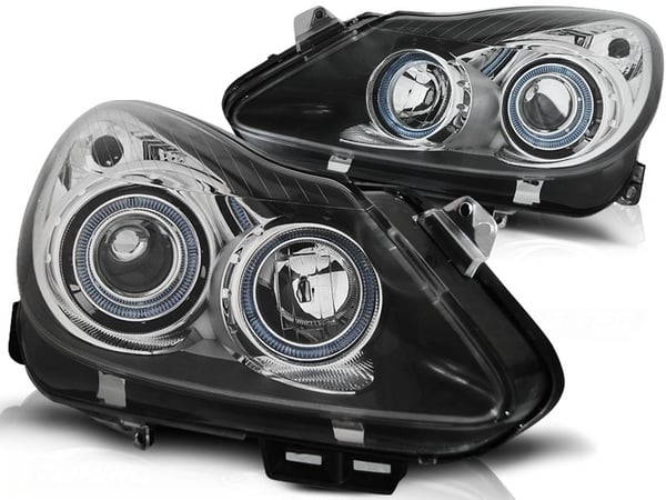 Forlygter dobbelt halo fælge OPEL CORSA D 04 06-11 ANGEL EYES SORT