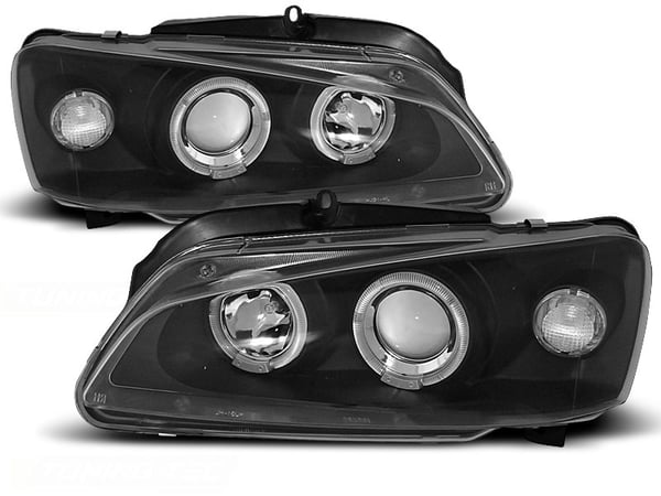 Forlygter dobbelt halo fælge PEUGEOT 106 08 96-03 ANGEL EYES SORT